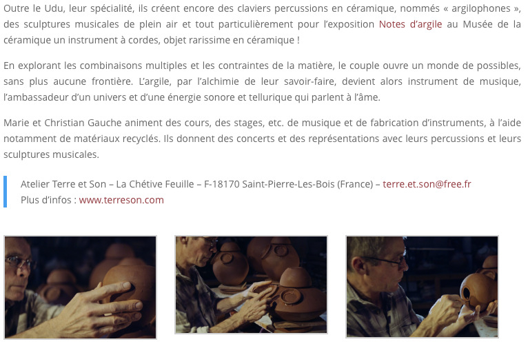 udu en argile instrument musique percussion créé en France par artisan d'art 